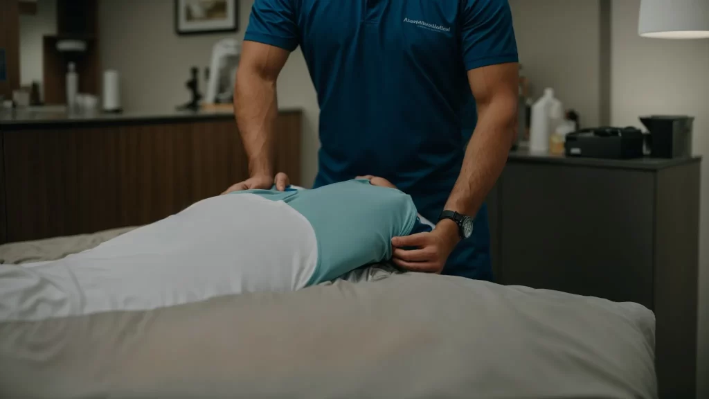 a chiropractor in ashburn is adjusting a patient's spine with precise movements.